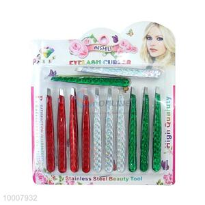 Wholesale 6PCS Red/White/Green Eye-brow Stainless Steel Tweezer