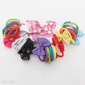 Cute Korean Style Point Printed Bow Hair Rope Hair Bands