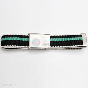 Top Auality Metal Belt Buckle Fashion Stripe Webbing Belt for Women/Men