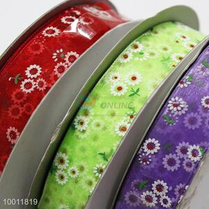 Flower printed galloon ribbon