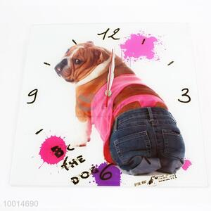 Chinese Shar Pei Printed Printing Glass Clock