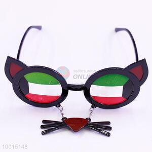 Cute Cat Head Shaped Eyewear with Mustache Pendant