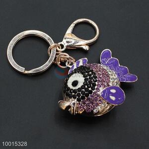 Wholesale cute rhinestone fish key ring