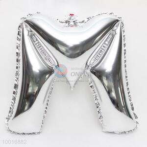 Silver letter M foil balloon