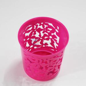 Rose red hollow brush pot