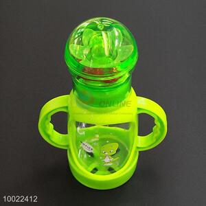 150ml Hote Sale Grren Feeding-bottle with Cartoon Pattern, Silicone Nipple PC Bottle