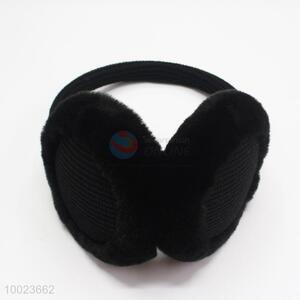 Fashion black warm plush knitted earmuff