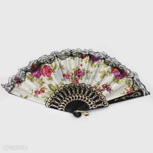 Hot Sale Plastic&Satin Spain Style White Hand Fan