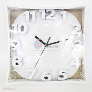 White square plastic wall clock with raised dial plate