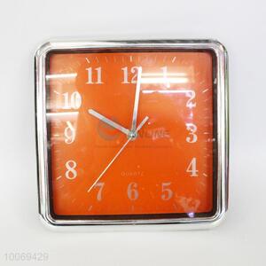 Orange square plastic wall clock