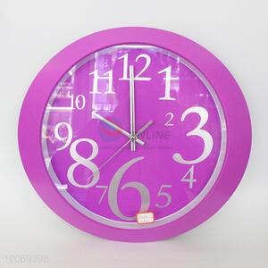 Purple round plastic wall clock