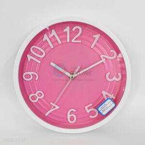 Pink round plastic plastic wall clock