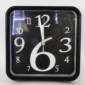 Black square plastic wall clock