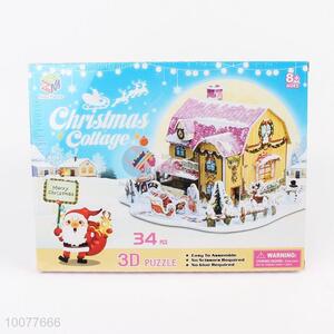 34pcs intelligence toy christmas cottage diy 3d puzzle