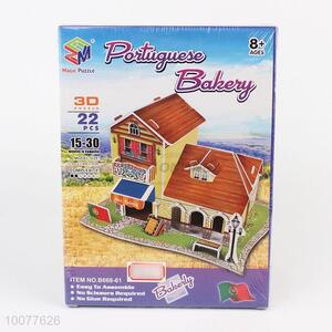 22PCS DIY Poituguese Bakery Model Building Toys 3D Puzzle