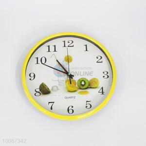 Yellow edge round plastic wall clock