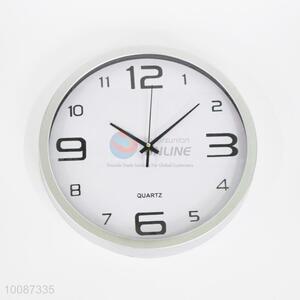 Silver edge round plastic wall clock