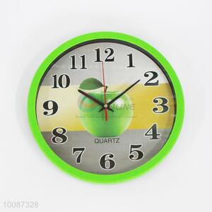 Good quality green edge round plastic wall clock