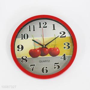 Wholesale red edgeround plastic wall clock