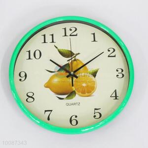 Green edge round plastic wall clock