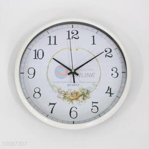 Round white plastic wall clock