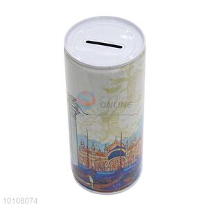 Good quality zip-top can shape tinplate money box for children