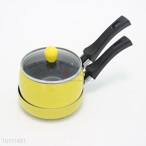 2 Pcs/Set Yellow Frying Pan and Milk Pan with Lid