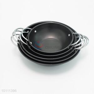 5 Sizes Black Round Ferric Woks with Handle