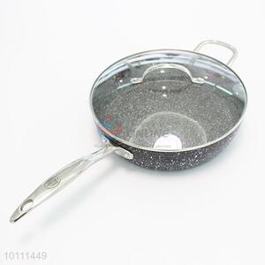 Precision Monaural Deep Marble Frying Pan with Lid with Handle