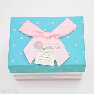 Best Selling Rectangle Hearts Printed Gift Box with Bowknot