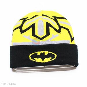 Black and Yellow Geometric Pattern Winter Beanie Hat