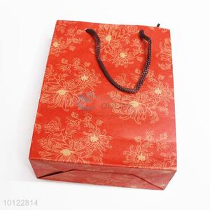 Exquisite red flower pattern paper gift bag