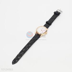 Sexy black pu quartz watches for women