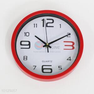 Red Border Round Plastic Wall Clock