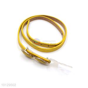 New Arrival Yellow Leaf Design PU Leather Female Belt