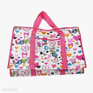 Fancy heart printing shopping bag/folding bag/ non woven bag