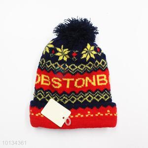 Snowflake printed cotton knitting kids winter caps