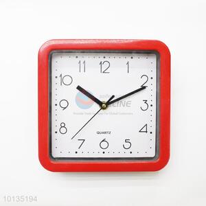 Factory Supply High Quality Square Red Plastic Wall Clock