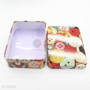 Rectangular Shaped Colorful Fastener Pattern Tinplate Shape Storage Tin Box Coin Bag Jewelry Box Lovely Print Storage Box