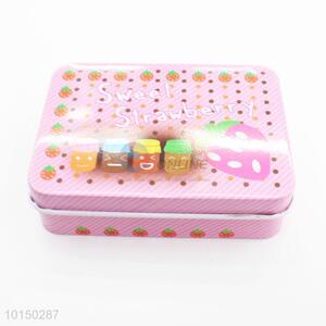 Cute Strawberry Printed Rectangular Shaped Metal Tea Box Tinplate Container Home Decor Ornament Tin Box Home Decor