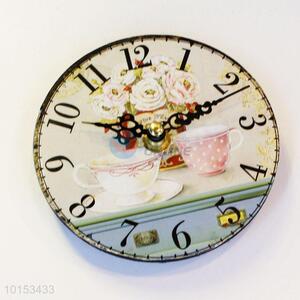 Beautiful Tea Cup Pattern Bedroom Decor Watch Wall Absolutely Silent Wall Clocks