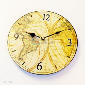 Retro Map Pattern Wall Clock Home Decor Decorative Clock