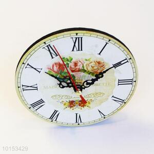 Rose Pattern Roman Numeral Wall Clock Home Decor Decorative Clock