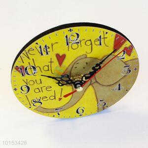 Cute Elephant Pattern Wooden Wall Clock Fashion Wall Clock