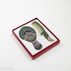 Unique design exquisite alloy mirror and comb set