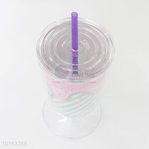 High Quality Plastic Cup with Lid and Straw