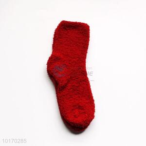 Factory Direct Red Polyester Socks for Keeping Warm