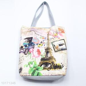 Hot sale Eiffel Tower lint tote bag/casual bags