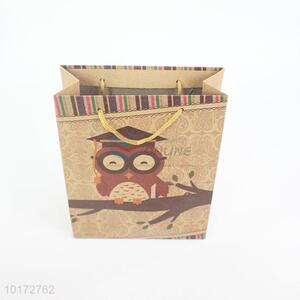 Luxury recyclable owl kraft paper shopping bag