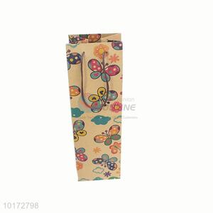 Butterfly printed wine bottle brown paper bags